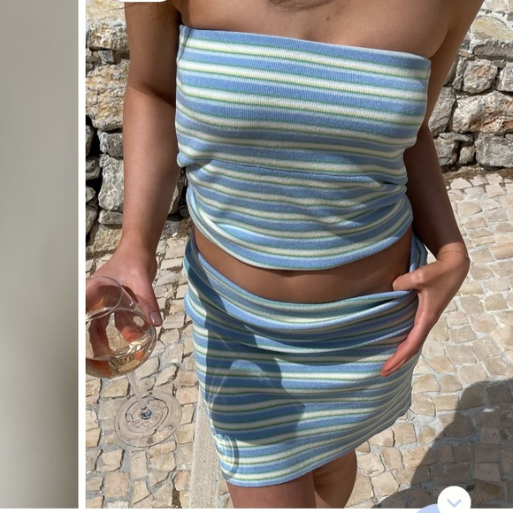 Djerf Avenue Blue and Yellow tube skirt slushy popsicle XS - Picture 2 of 5